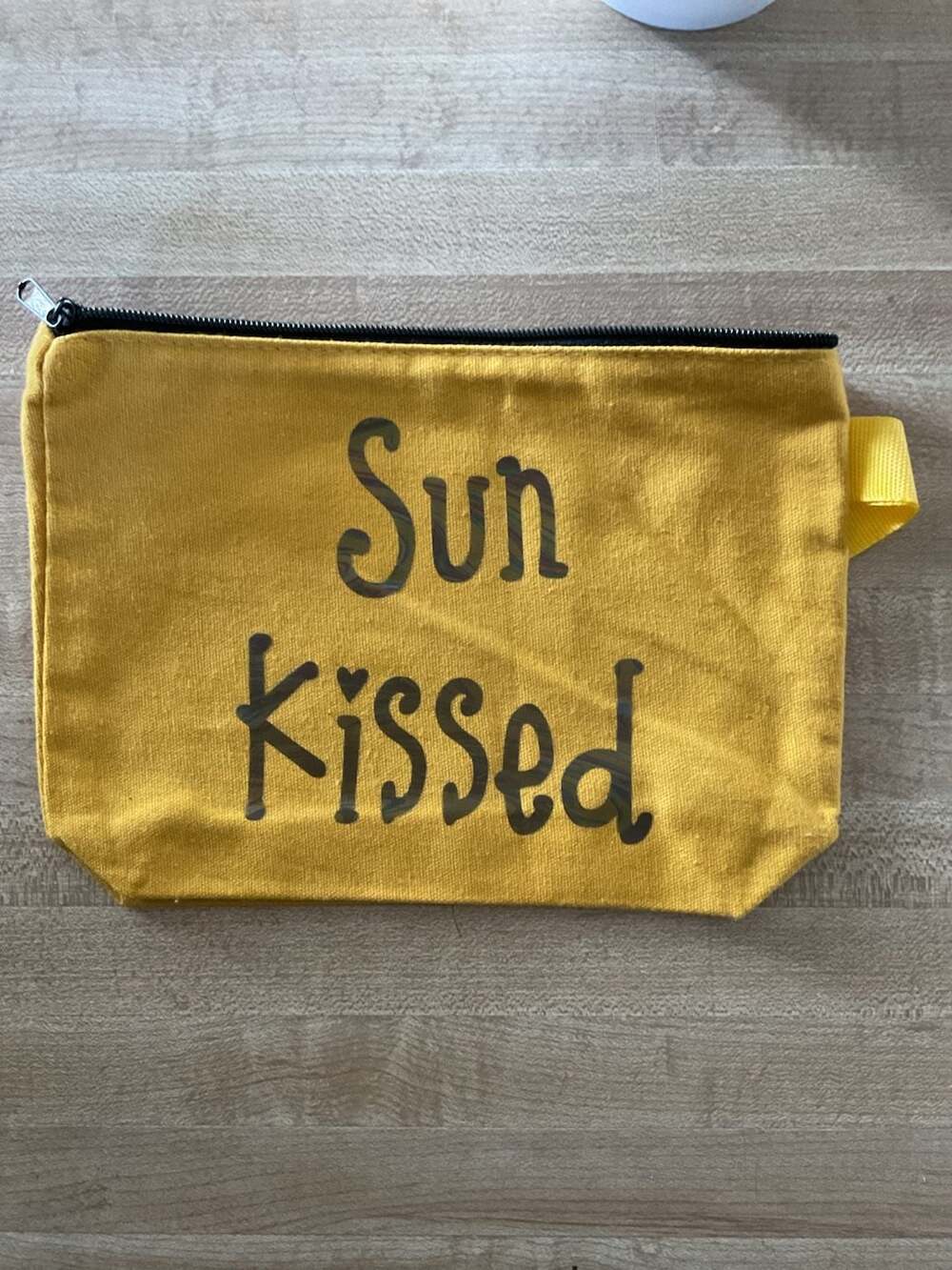 Sun Kissed Yellow Canvas Zipper Pouch Cosmetic Bag